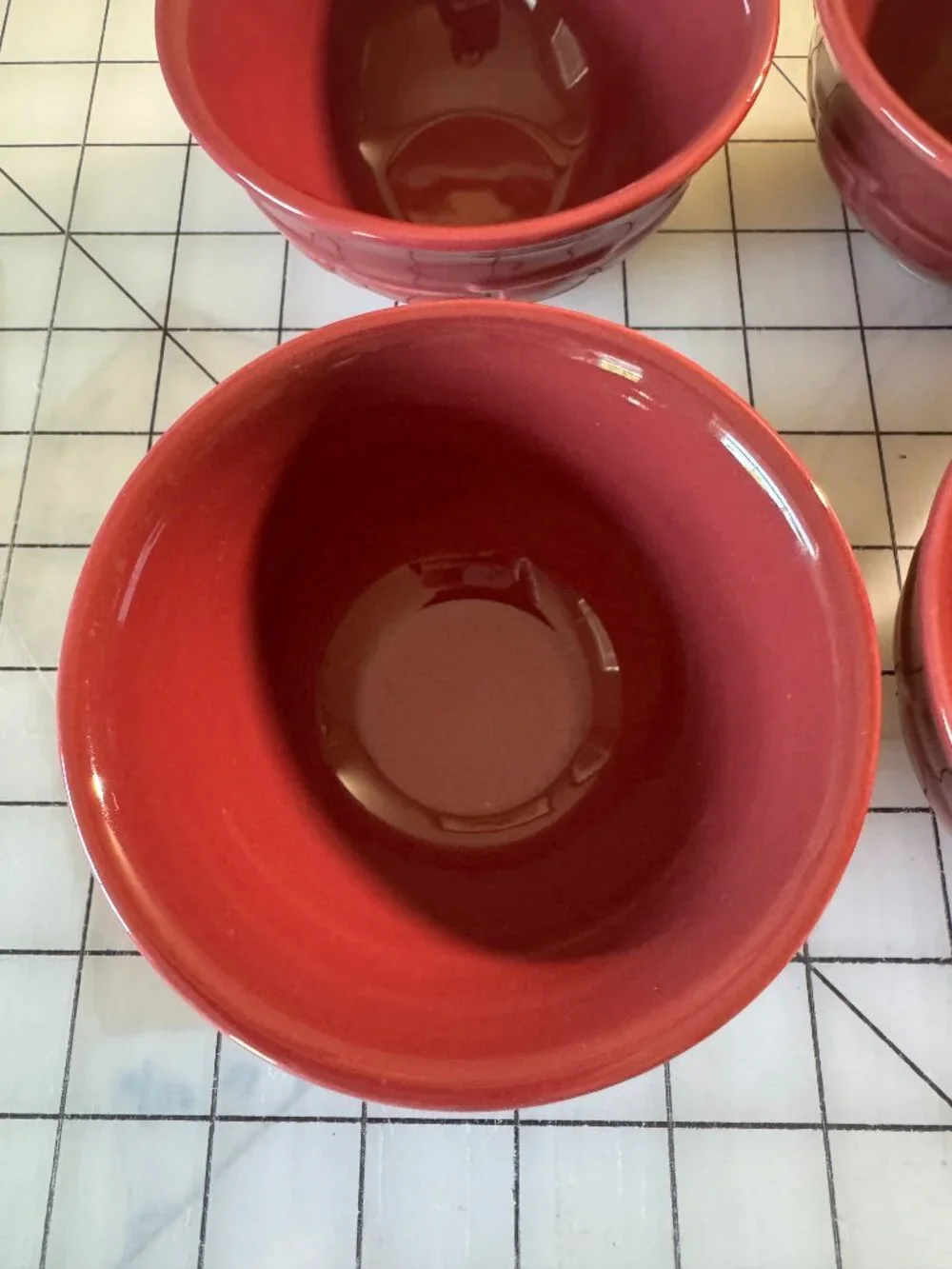 Longaberger Paprika Red Dessert & Condiment Bowl Caddy Set